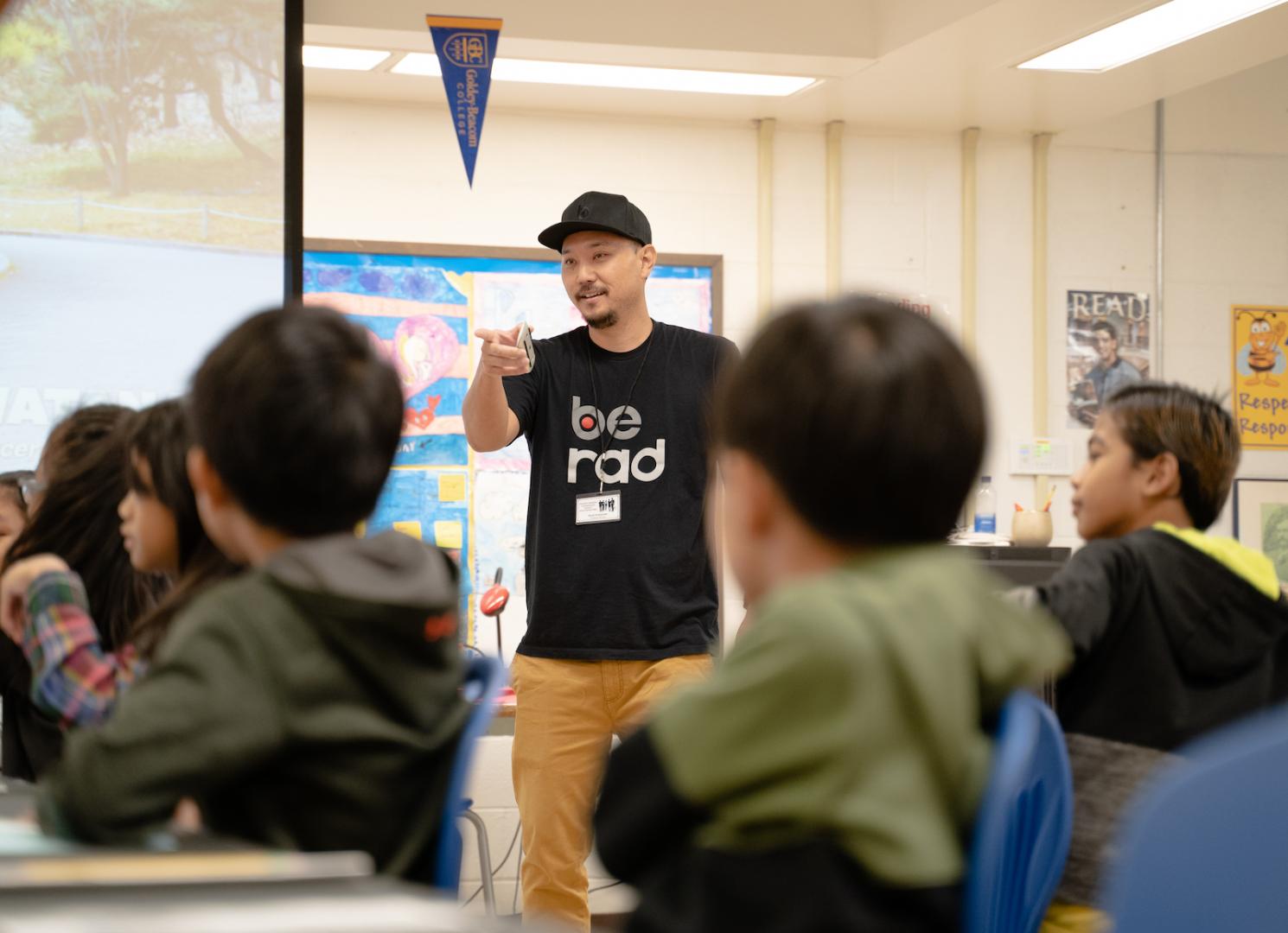 Brad speaking at career day